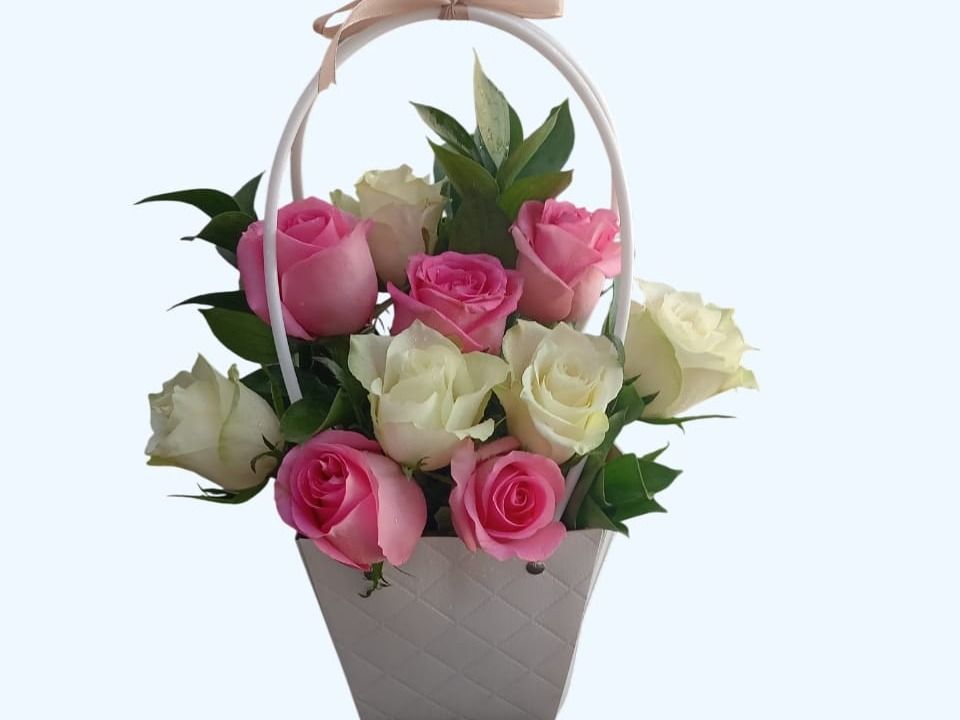 Pink With White Rose Bag