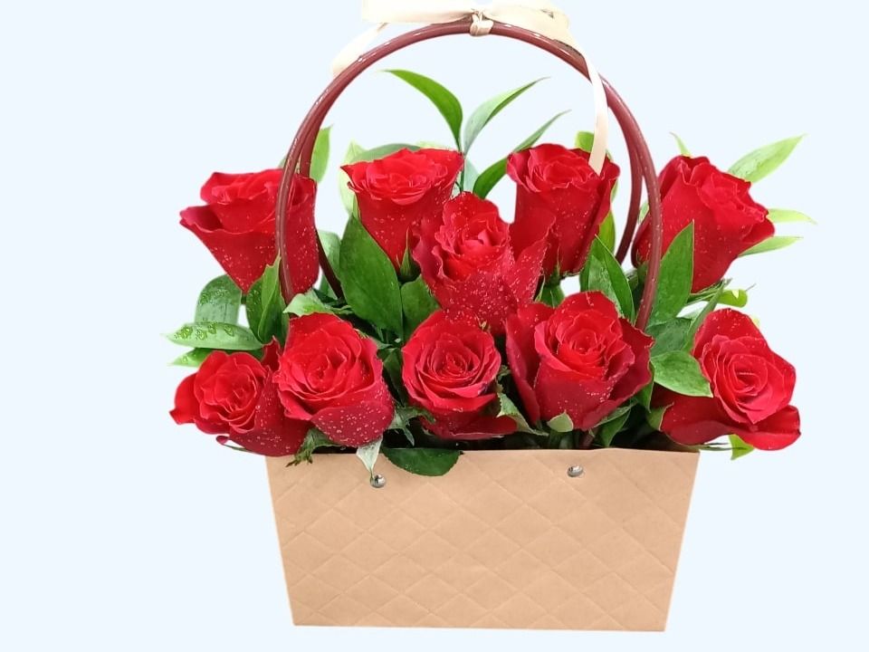 Brown Bag with Red Rose