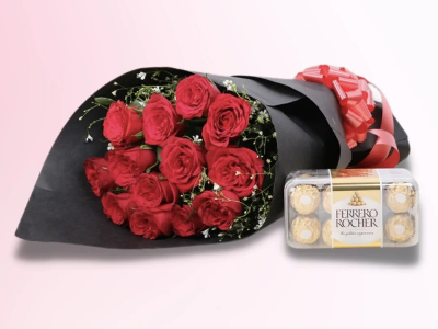 Red Roses With Chocolate Box