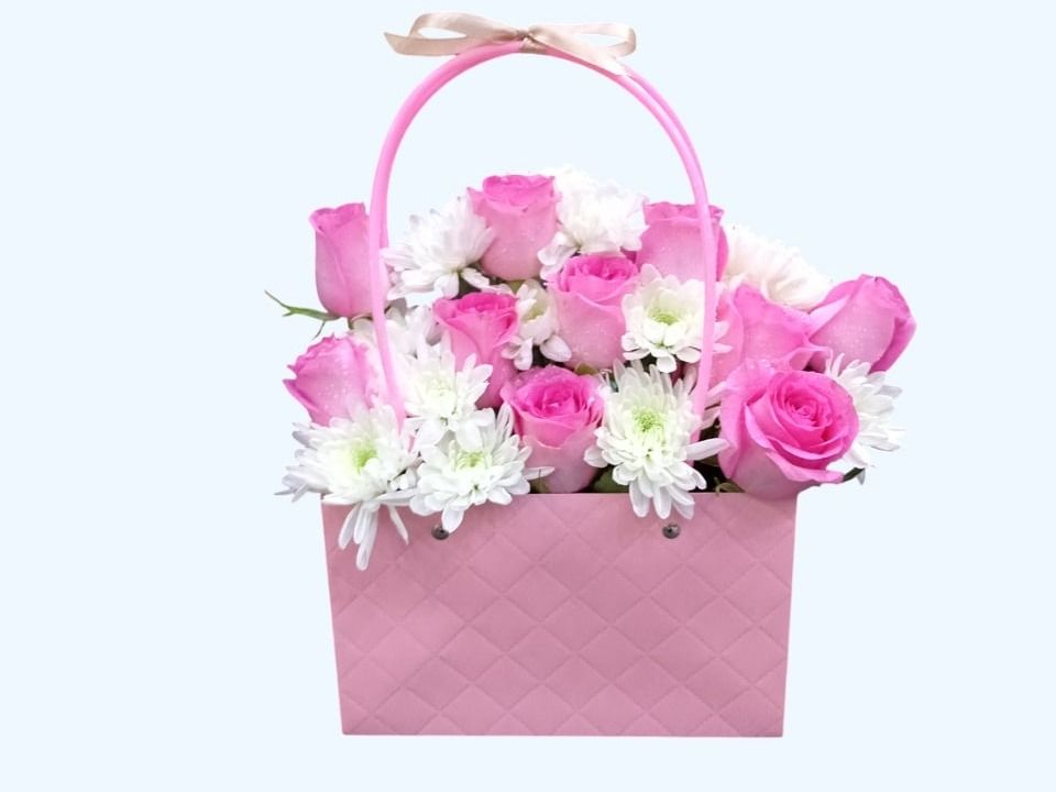 Pink Bag With Pink Roses