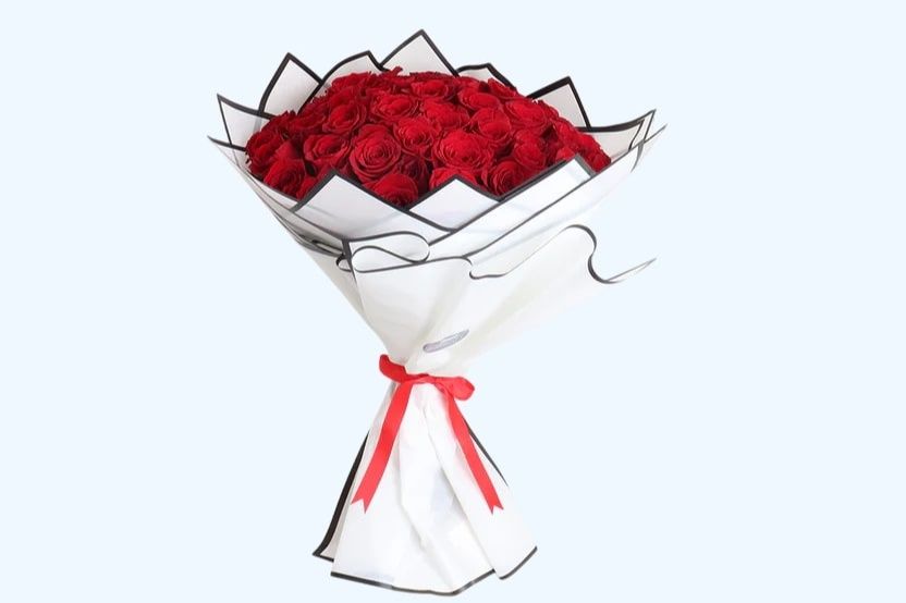 Red Roses 25 Pieces White 3456